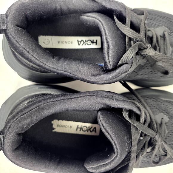 HOKA ONE ONE BONDI 8 WIDE MEN'S RUNNING SHOES – SIZE 8.5 – BLACK – MAX CUSHION - Picture 6 of 10